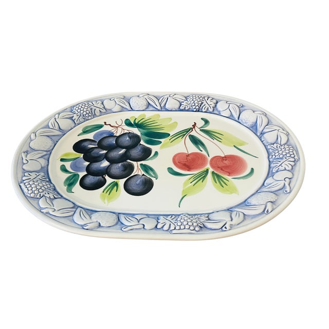 Bordallo Pinheiro Vintage Hand-Painted Italian Ceramic Platter by Piazzato For Sale - Image 4 of 8