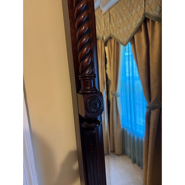 Wood Antique Victorian Tennessee Red Marble Pier Mirror Signed by S. Heyman (C. 1880) For Sale - Image 7 of 9