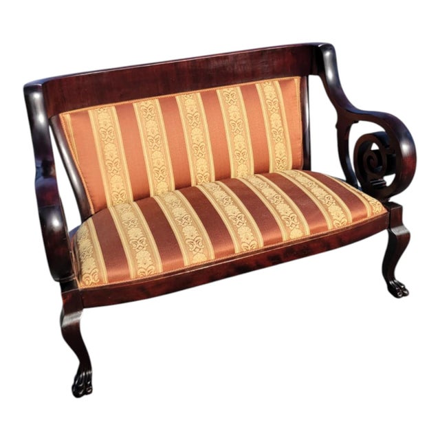 American 1920's Heavy Mahogany Twisted Loveseat American Made Newly Upholstered For Sale - Image 3 of 15