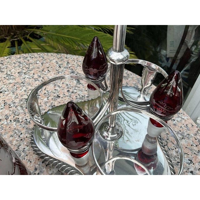 Antique Egermann Ruby Triple Decanters, 1900, Set of 3 For Sale - Image 15 of 18