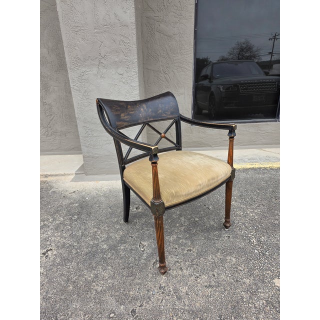 1940s English Regency Style Chinoiserie Decorated Chair For Sale - Image 5 of 13