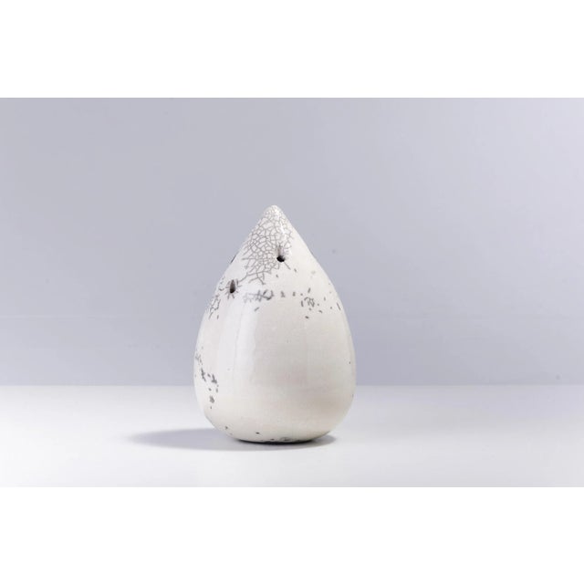 Contemporary Japanese Modern Goccia Raku White Ceramic Incense Holder For Sale - Image 3 of 6