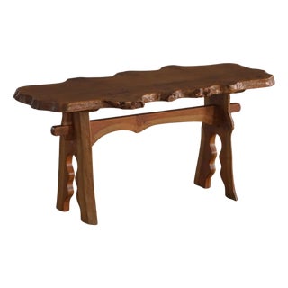 Mid-Century Scandinavian Wabi-Sabi Style Coffee Table in Elm, 1960s For Sale