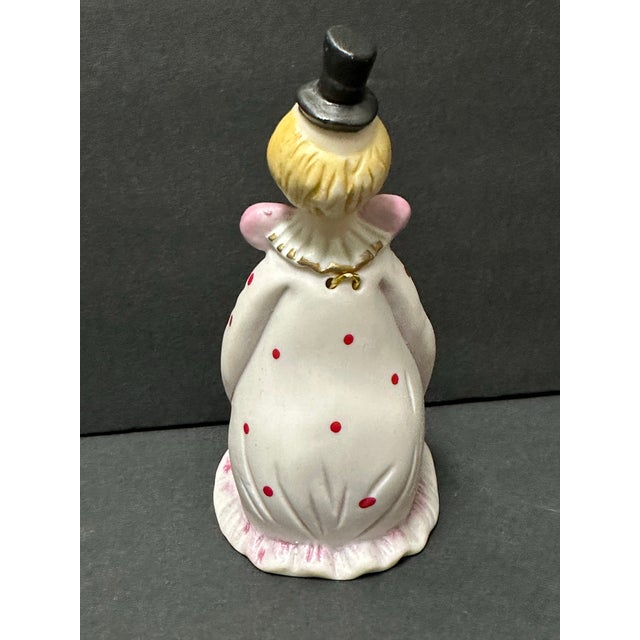 Vintage Late 20th Century Pink With Red Polka Dots Porcelain Clown Bell For Sale - Image 4 of 11