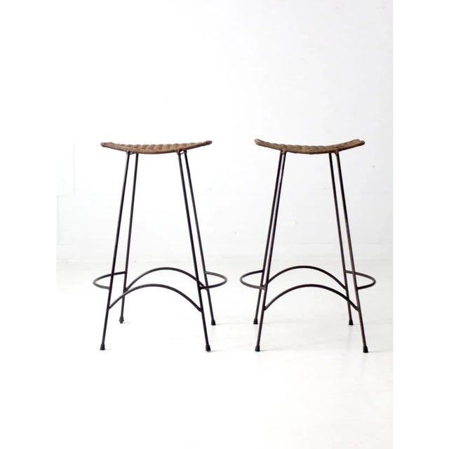 Mid-Century Modern Arthur Umanoff Style Bar Stools Pair For Sale - Image 3 of 11