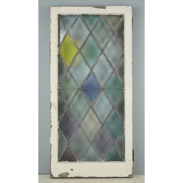 Traditional Tudor Diamond Leaded Stained Glass Steel Casement Window For Sale - Image 3 of 8