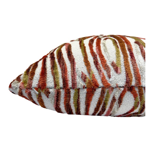 Contemporary Spice Flow 22x22 Velvet Throw Pillow With Feather Down Insert For Sale - Image 3 of 4