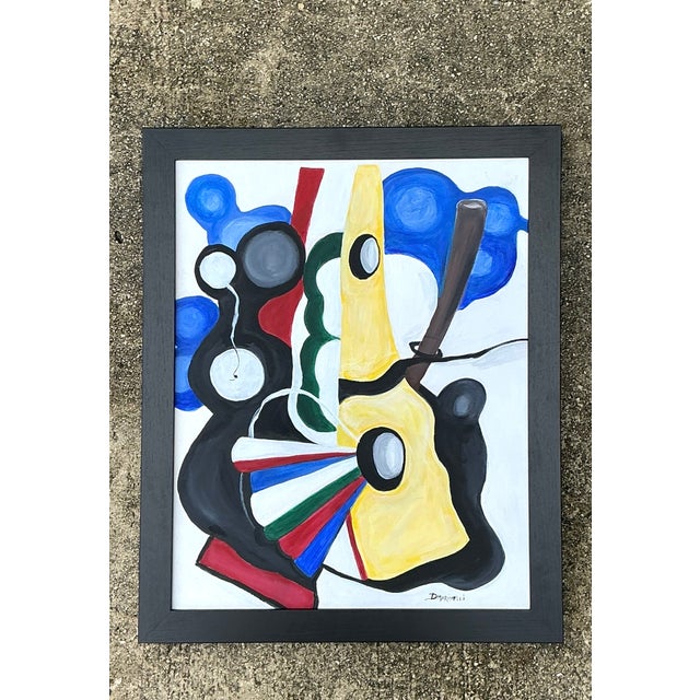 Mid-Century Modern Vintage Abstract Painting on Canvas For Sale - Image 3 of 12