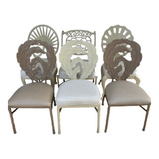 1960s Set of 6 Hollywood Regency Era Aluminum Cast Chairs For Sale