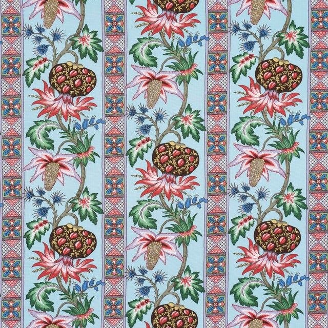 SAMPLE - Schumacher Bailey Botanical Fabric In Azure For Sale