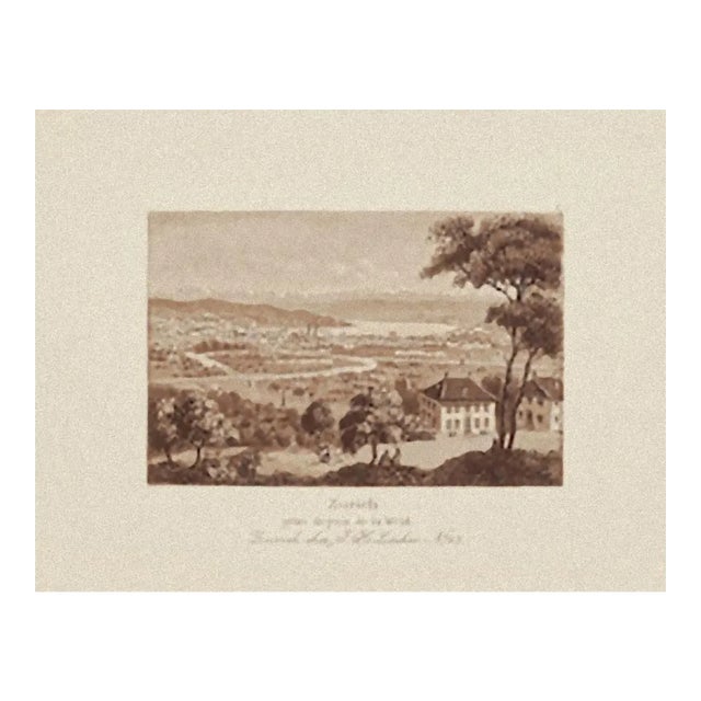 Zurich Landscape - Original Etching on Paper - 19th Century 19th Century For Sale