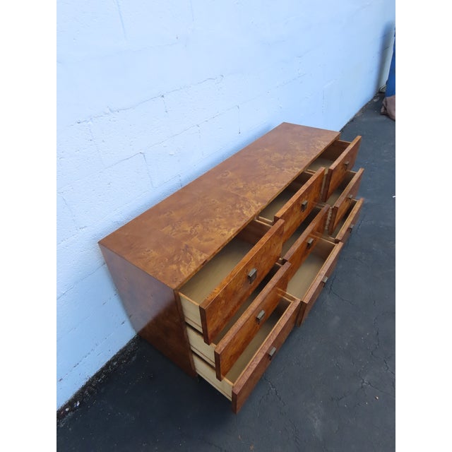 Milo Baughman Milo Baughman by Founder Mid Century Hollywood Regency Burlwood Dresser 6625 For Sale - Image 4 of 18
