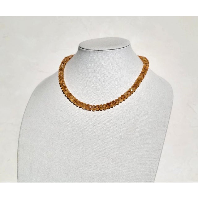Metal Brazilian Faceted Citrine Beaded Necklace, 19.5 Inches Long For Sale - Image 7 of 8