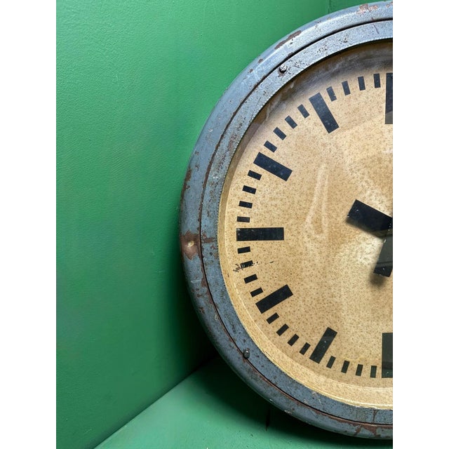 Metal Large German Pre War Railway Clock, 1930s For Sale - Image 7 of 9