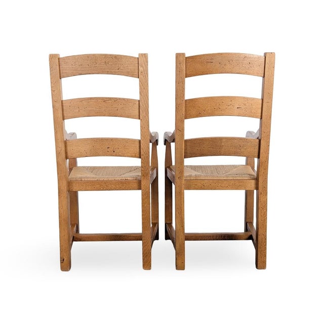 Vintage Armchairs in Oak with Rush Weave, Set of 2 For Sale - Image 5 of 10
