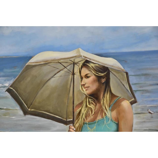 American Late 20th Century Harry McCormick , Oil on Canvas Beach Scene, Framed For Sale - Image 3 of 9