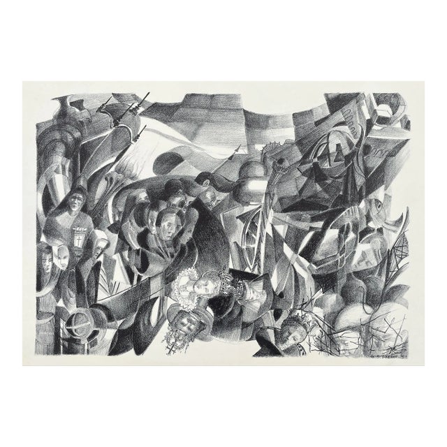 1957 Gertrude Pferdt There Will Always Be Pawns Lithograph For Sale