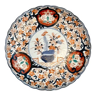 Large Imari Prunus Charger, Meiji Period For Sale