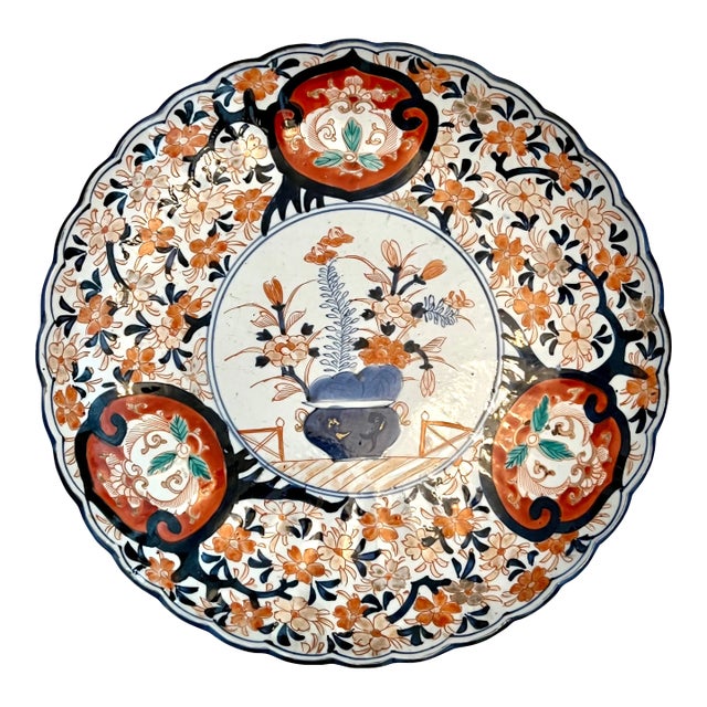 Large Imari Prunus Charger, Meiji Period For Sale
