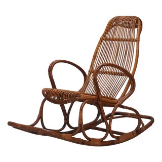 Vintage Wicker Rocking Chair, 1950s For Sale