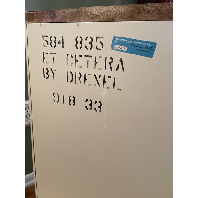 Vintage 1978 Drexel Heritage "Et Cetera" Chinoiserie Cabinet & Matching Mirror - 2 Piece Set (Model 584-835 & 584-836) For Sale - Image 10 of 17
