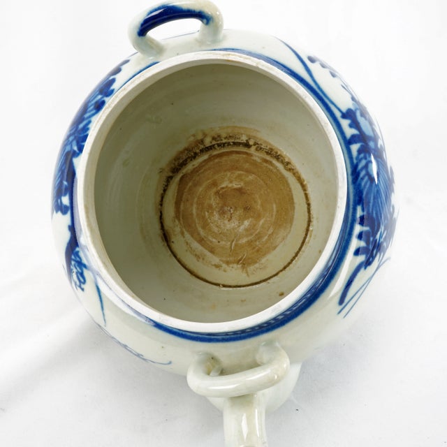 Large Chinese Blue and White Porcelain Floral Tea Pot C. 1900 For Sale - Image 12 of 13
