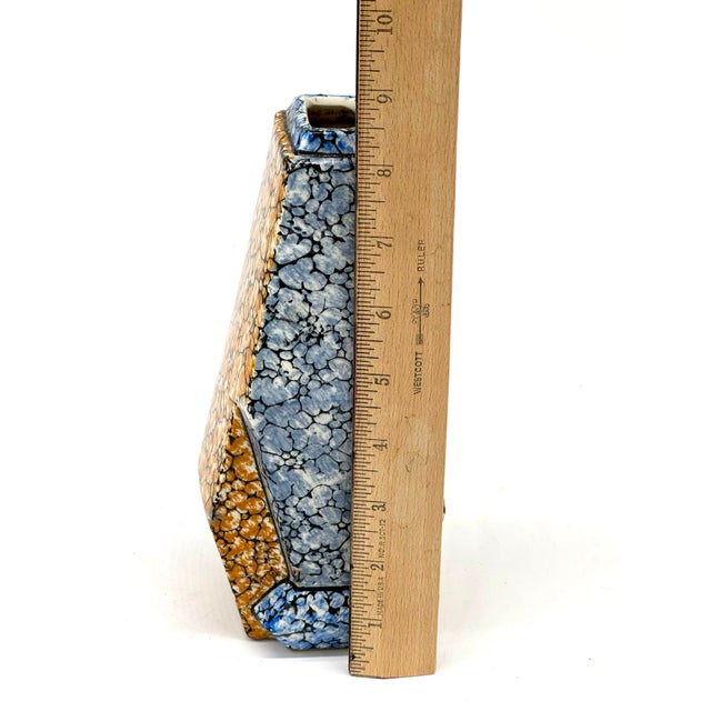 Vase - Vintage Antique La Majolica Art Deco Marbled Ceramic Marked 8.5"Hx3.5"W For Sale In New York - Image 6 of 7