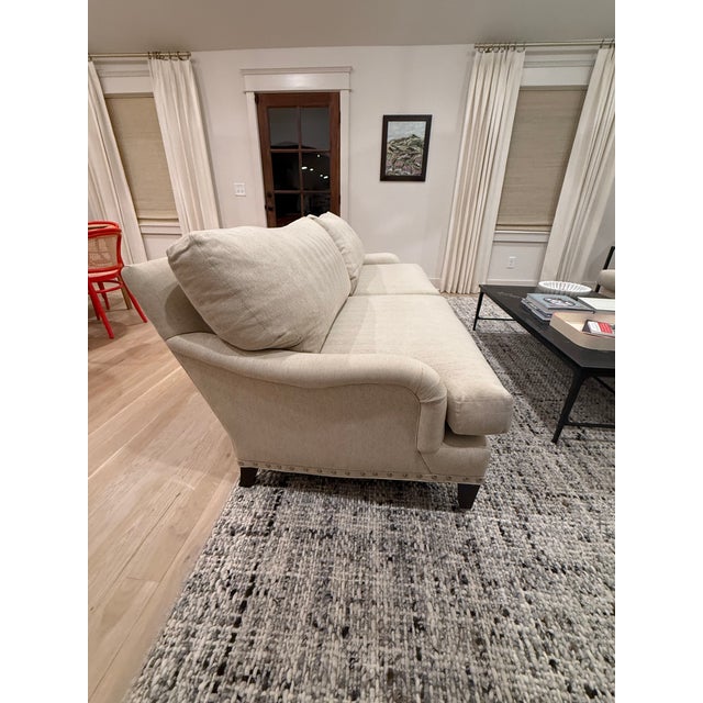 Lee Industries Ivory Herringbone Sofas With Down-Filled Cushions — Pair For Sale - Image 14 of 18