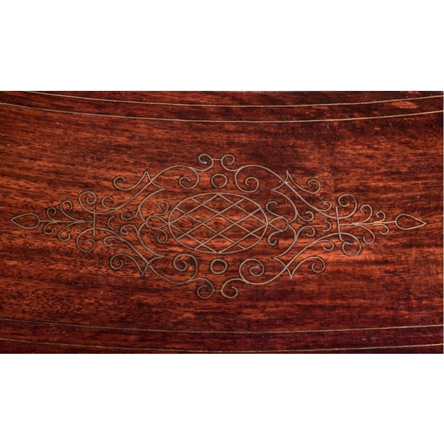 Brown Mid 20th Century Vintage Brass Inlaid Mahogany Betting Chair by M. Hyat & Bros. For Sale - Image 8 of 9