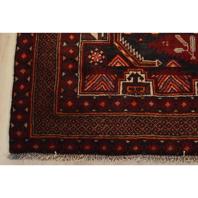 Baloch Runner 3’5” X 8′ Black Wool Vintage Tribal Hand-Knotted Oriental Rug For Sale - Image 10 of 13