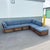 Side piece: 26.5”w, 30”d. 25.5”h Corner piece: 31”w, 30”d, 25.5”h Ottoman: 26.5”w, 26.5”d. 16”h A rare vintage boho chic...
