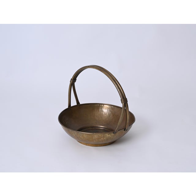 Italian Basket Magazine Rack in Brass, Italy, 1940s For Sale - Image 16 of 18