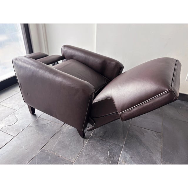 Room & Board Art Deco Style Leather Recliner Club Chair For Sale In San Diego - Image 6 of 10