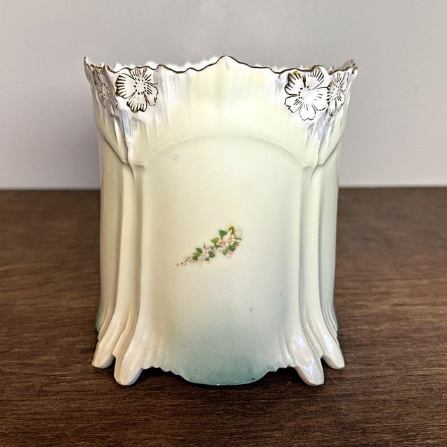 English Early 19th Century R S Prussia Water Lily Vase Biscuit/Cracker Jar For Sale - Image 3 of 6