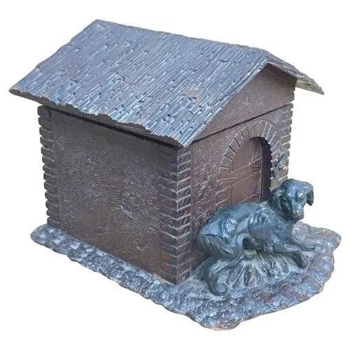 Rustic Antique Black Forest Dog & Doghouse Cigar Box For Sale - Image 3 of 12