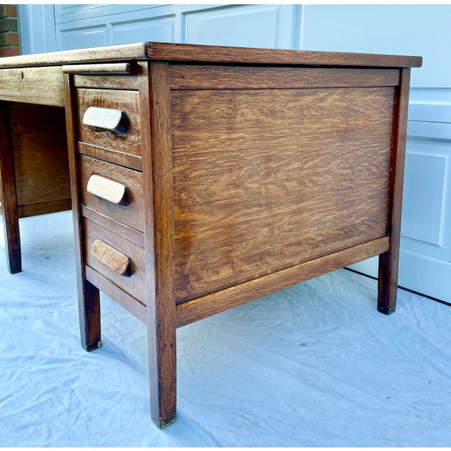 1940's Clemco Us Military Solid Oak Desk For Sale - Image 11 of 13