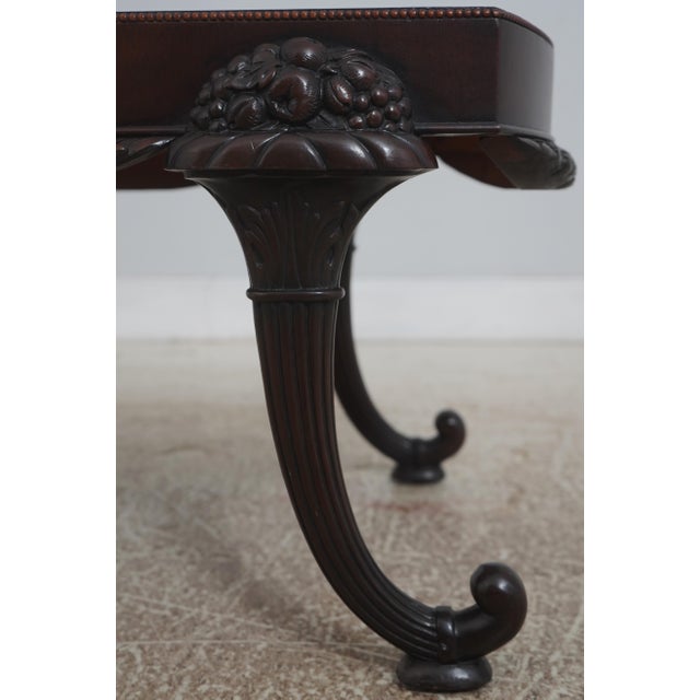 Vintage Leather Top Cornucopia Carved Mahogany Coffee Table For Sale - Image 11 of 13