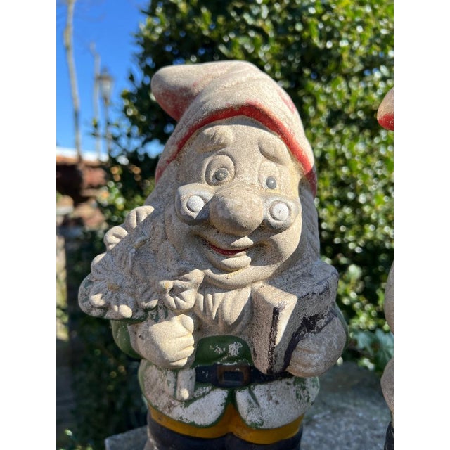 Vintage Ceramic Stone Garden Gnomes, France, 1950s, Set of 2 For Sale - Image 9 of 12