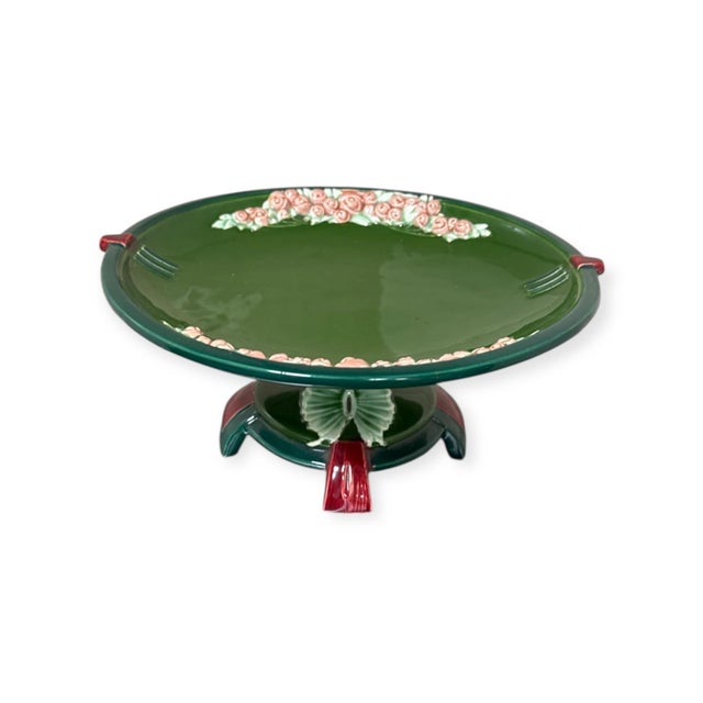 Decorative Art Nouveau majolica pedestal comport (tazza), produced in Continental Europe around the turn of the 20th...