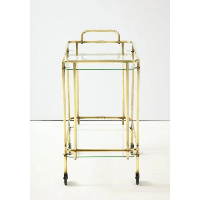 1950s Italian Solid Brass Two-Tier Bar Cart For Sale In New York - Image 6 of 11