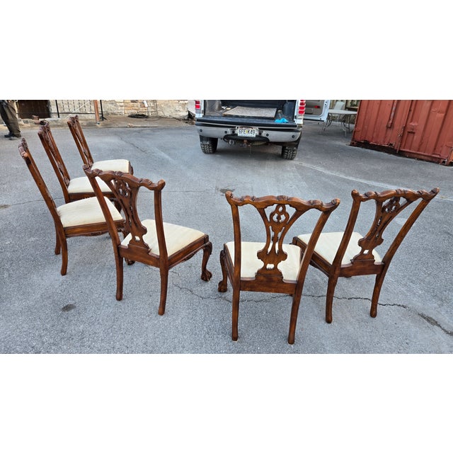 Wood 1970s Set of 6 Carved Chippendale Style Dining Chairs With Claw Feet For Sale - Image 7 of 11