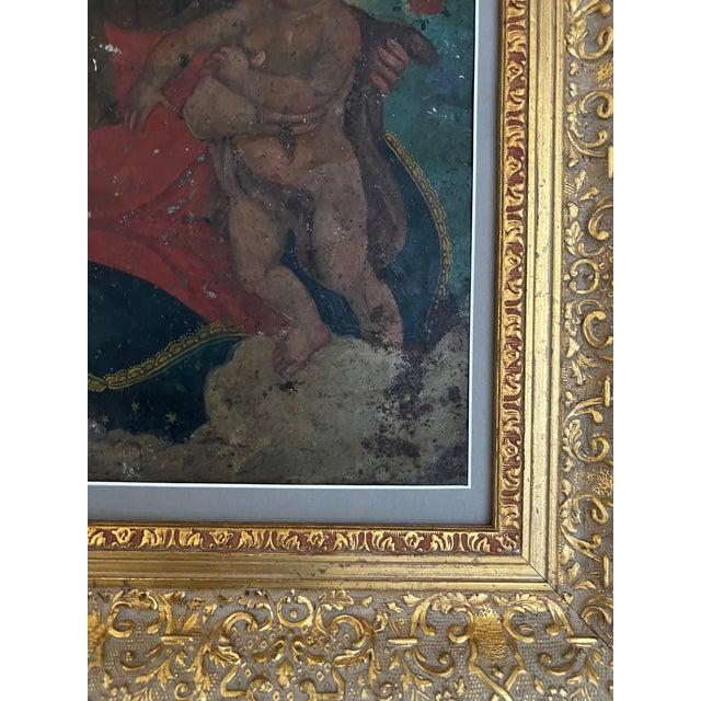 Late 19th Century 19th Century Virgin Mary and Christ Child Retablo, Oil on Tin For Sale - Image 5 of 13