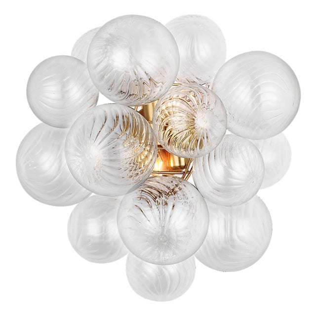 Julie Neill for Visual Comfort Signature Talia Medium Sconce in Gild with Clear Swirled Glass For Sale