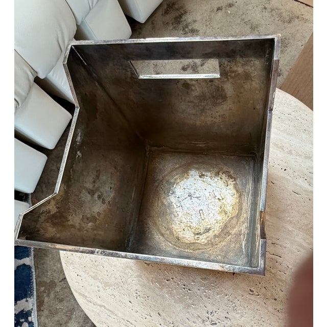 Mid-Century Modern Polished Metal Basket For Sale - Image 4 of 9