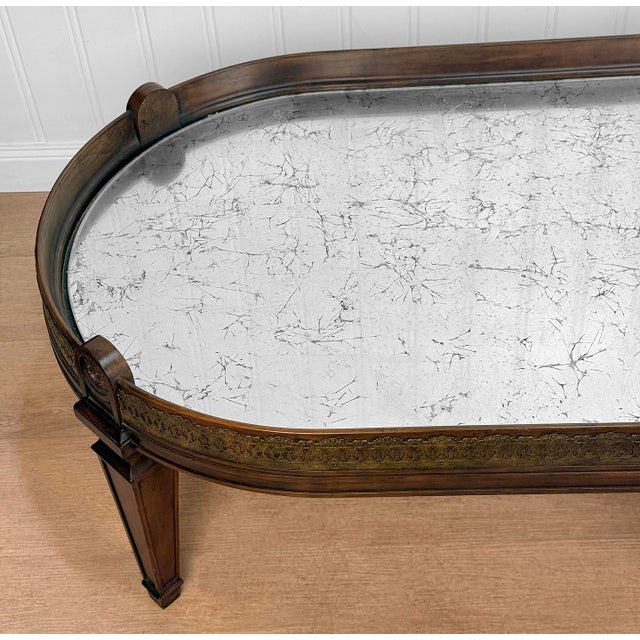 Vintage Neoclassical Mahogany Mirrored Oval Surtout De Coffee Table For Sale - Image 10 of 13