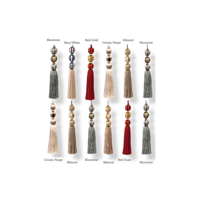 Beaded Satin Key Tassel in Red and Gold Color For Sale - Image 13 of 15