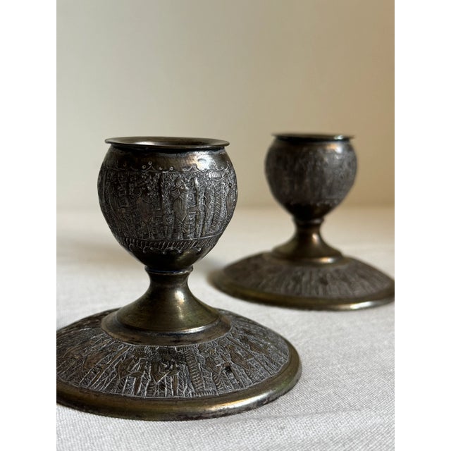 Late 19th Century Antique Persian Candle Holder - A Pair For Sale - Image 5 of 7