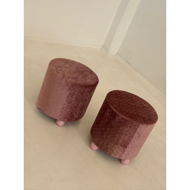 Vintage Poufs in Textile, 1970s, Set of 2 For Sale - Image 3 of 7