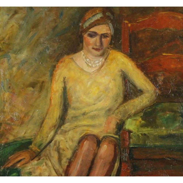 Lady is an orignal modern artwork realized by Antonio Feltrinelli in the 1930s. Mixed colored oil painting on canvas. Not...