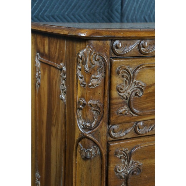 Vintage Italian French Country Louis XV Carved Walnut Commode Chest Dresser For Sale - Image 4 of 18